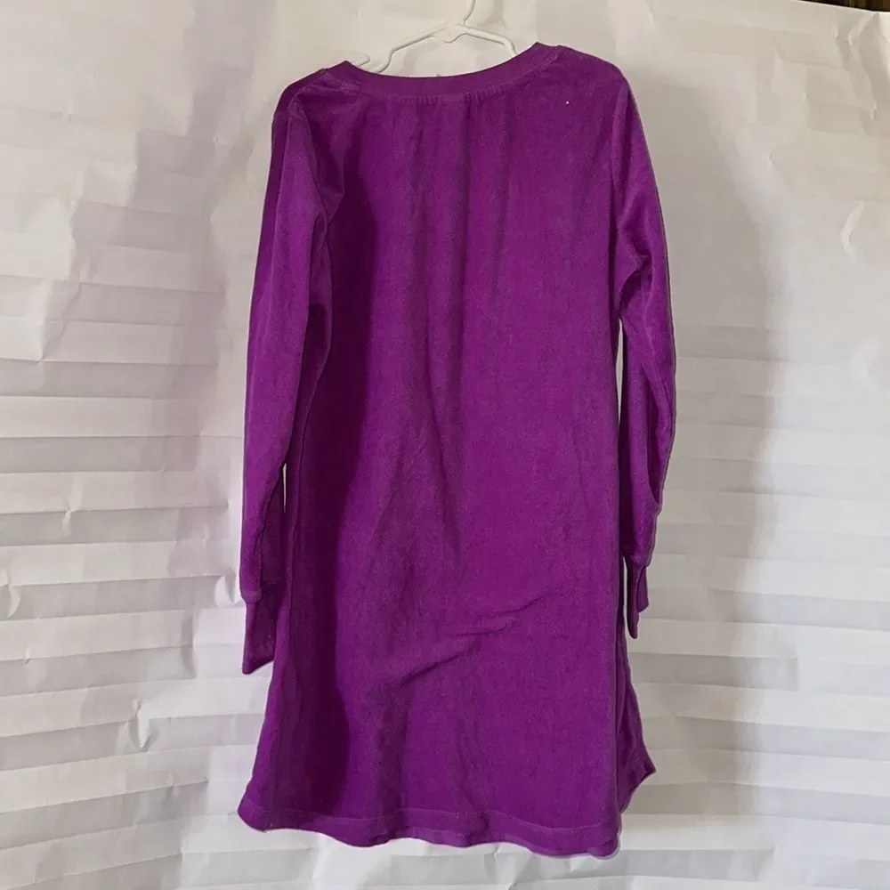 Total Girl Girls Fleece Nightgown Size 10/12 Purple Emoji Print Long Sleeve